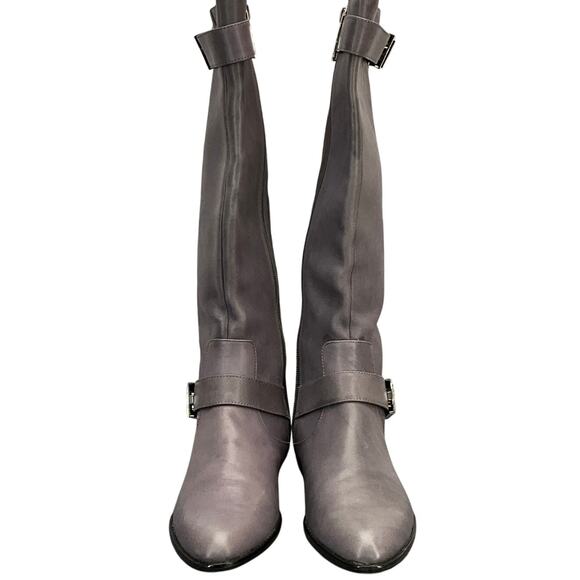 Calvin Klein Tracie Double Strap Silver Buckle Gray Tall Riding Boots Women 7.5 - Picture 4 of 11